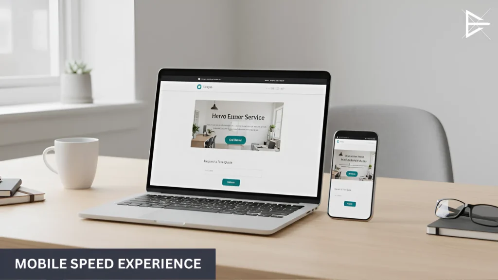 Laptop and smartphone showing a responsive website layout designed for fast and easy mobile use.