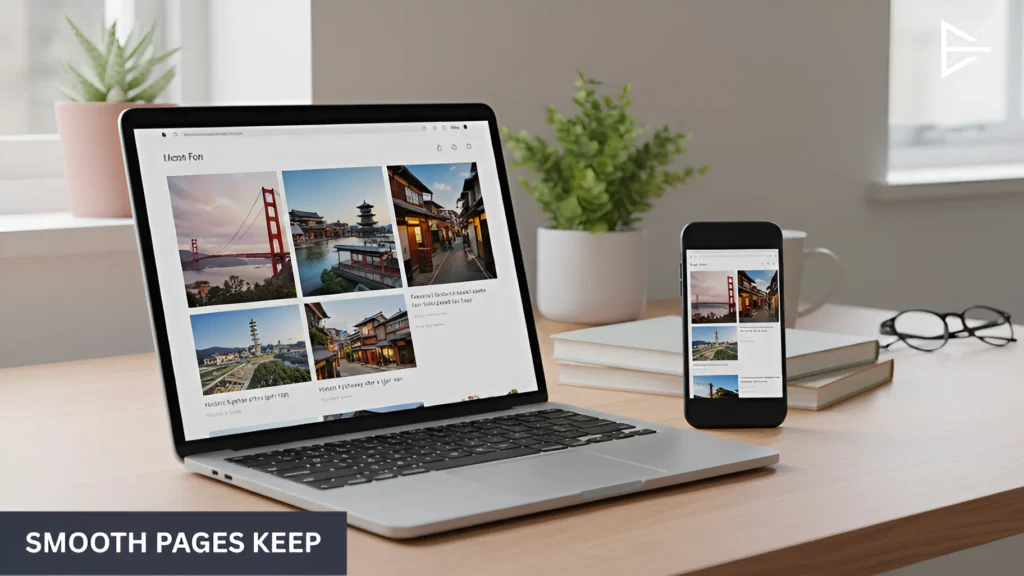 Desktop monitor showing a website with clear navigation, internal links, and a readable page structure that supports easy browsing.