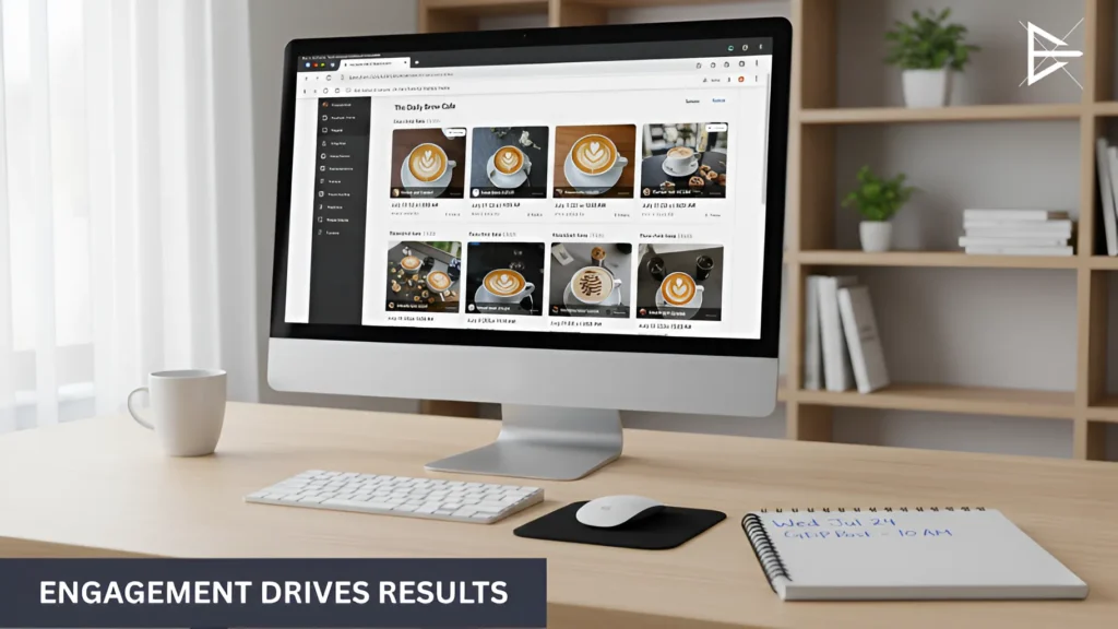 Google Business Profile insights screen showing increased calls, clicks, and direction requests.