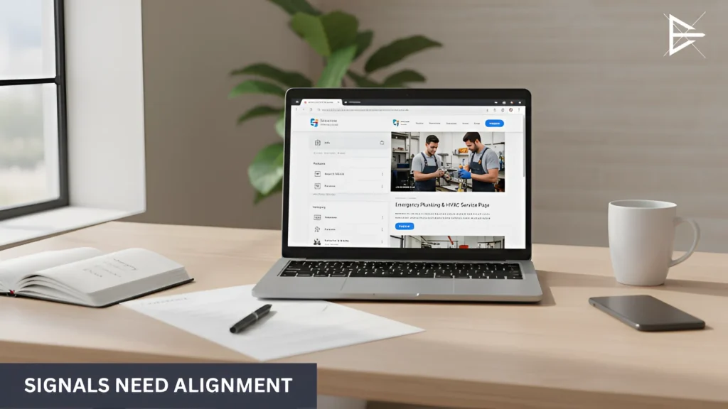 Signals need alignment between Google Business Profile information and linked website content.