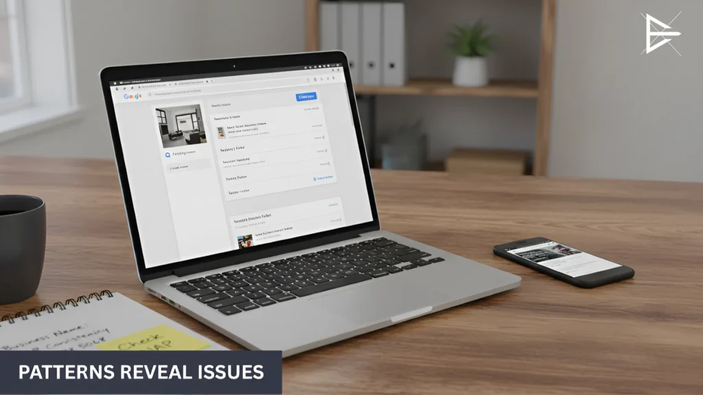 Workspace setup with Google Business Profile pending update and notes reviewing business information